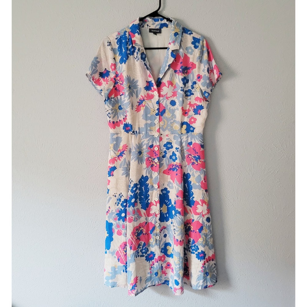 Mod Cloth Vintage 50's inspired floral shirt dress size Large